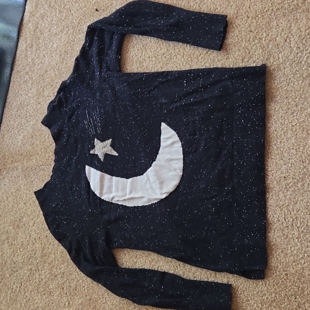 Ann Taylor loft black sweater with moon and star design Medium